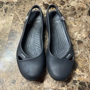 CROCS Black Slingback Flats Slip On Shoes Women's Size 7